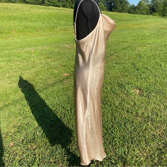 Vtg Bebe Slip Dress Womens M Midi Drape Neckline Satin 90s Grunge Y2K whimsy - Picture 10 of 11